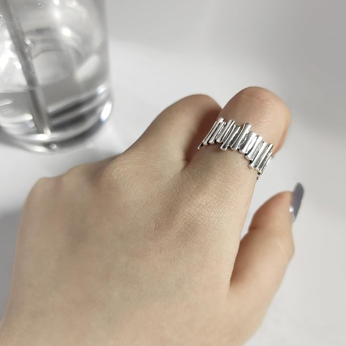 925 Sterling Silver Ring Minimalist Adjustable Rings Band Handmade Rings for Women Girls