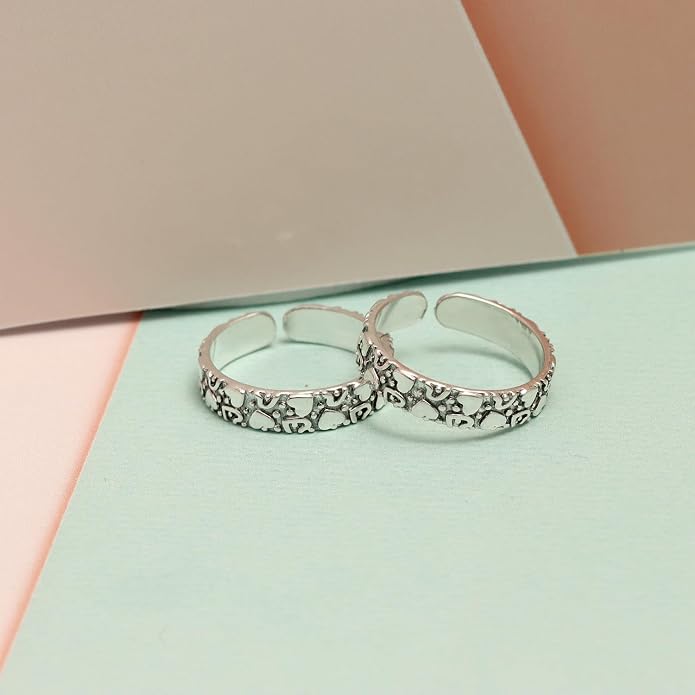 LeCalla 925 Sterling Silver Toe Ring for Women | Minimalistic Adjustable Pair of Toe-Rings | Mid Finger Bichhiya | Indian Toe Rings | Summer Beach Bare Foot Foot Jewelry