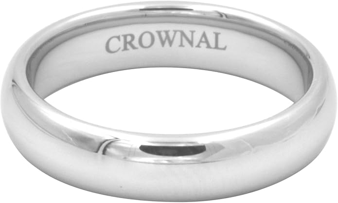 CROWNAL 1mm 2mm 3mm 4mm 5mm 6mm 7mm 8mm Tungsten White/Yellow Gold/Rose Gold Plated Wedding Band Ring Men Women Plain Dome Polished Comfort Fit