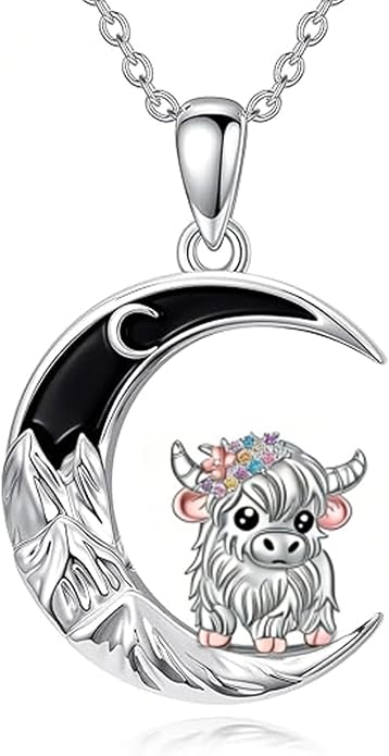 Tree of Life/Cat/Horse/Turtle/Sun/Cow Pendant Crescent Moon Necklace Anniversary Graduation Birthday for Grandma Women Wife Daughter(with Gift Box)