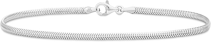 Miabella Italian Solid 925 Sterling Silver, 18K Yellow Gold Plated 2mm Domed Herringbone Snake Chain Link Bracelet for Women Men, Made in Italy