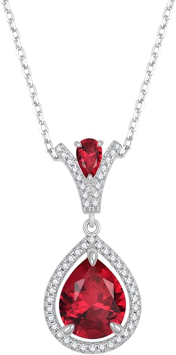 Birthstone Necklace 925 Sterling Silver Tear Drop 5A Cubic Zirconia Pendant Necklace Jewelry Birthday Gifts for Women