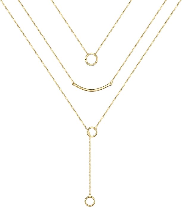 Turandoss Gold Layered Necklaces for Women - 14K Gold Plated Handmade Multilayer Bar Pearls Coin Disc Moon Butterfly Medallion Adjustable Dainty Layered Choker Necklaces for Women Jewelry