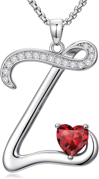 Birthday Gifts for Women Alphabet A to Z Initial Birthstone Pendant Necklaces for Women - 18k White Gold Plated Personalized Name Jewelry Anniversary Graduation Gifts for Wife Her Daughter Girlfriend(with Gift Box)