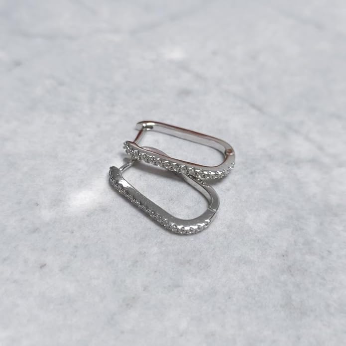 Mini Hoop Earrings for Women, CZ Square Huggie Earrings, 925 Sterling Silver or 14K Gold Plated, Dainty Minimalist Jewelry