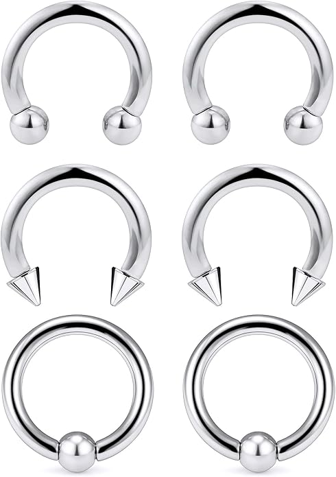 00G 0G 2G 4G 6G 8G 10G 12G 14G 16G Septum Rings Silver Black Surgical Steel Heavy Gauges Earrings Stretching kit Eyebrow Lip Septm Nose Rings Helix Tragus Daith Rook Earrings Hoops 10mm-19mm