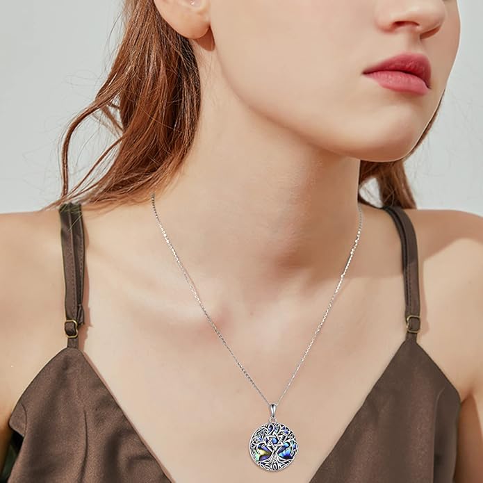 YFN Tree of Life Necklace Sterling Silver Celtic Knot Tree Pendant Jewelry Gifts for Women Men