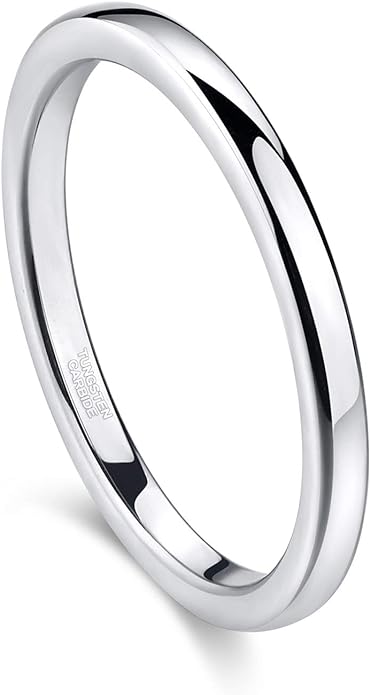 Greenpod 2mm 4mm 6mm Tungsten Wedding Bands Ring for Women Men Rose Gold Plated/Silver/24K Gold Plated/Black Polished Slim Engagement Promise Rings Comfort Fit Size 4-13