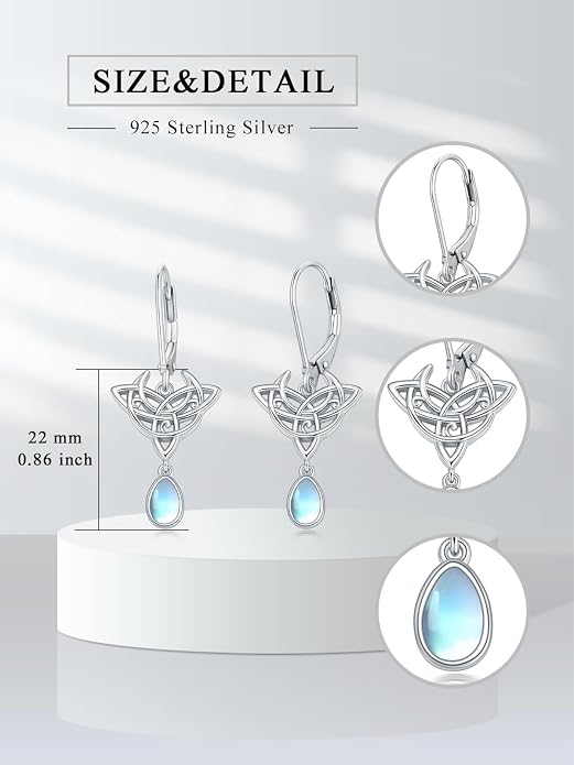 Dorunmo Moonstone Dangle Drop Earrings s925 Sterling Silver Leverback Earrings Filigree Moonstone Jewelry Birthday Gifts for Women