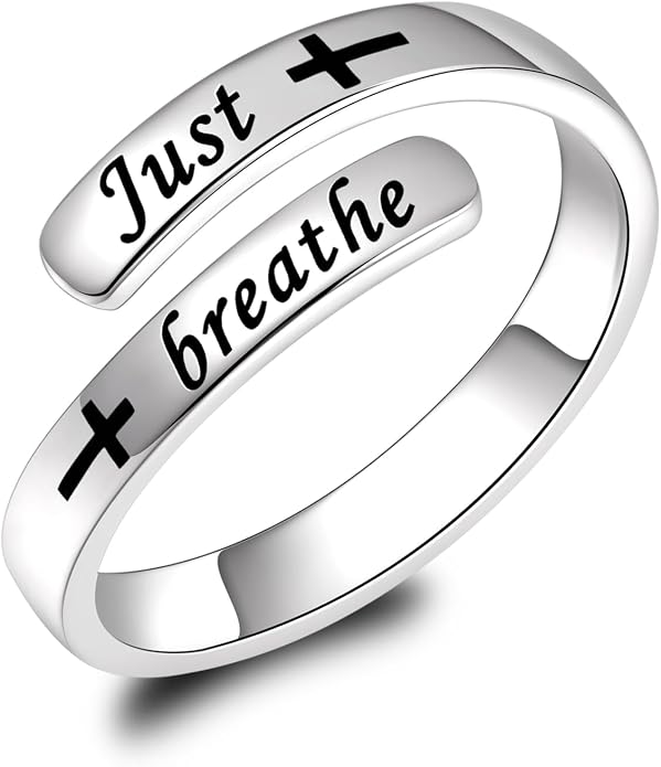 BEILIN 925 Sterling Silver Inspirational Jewelry Rings Adjustable Ring Personality Encouragement Gift for Teens Women