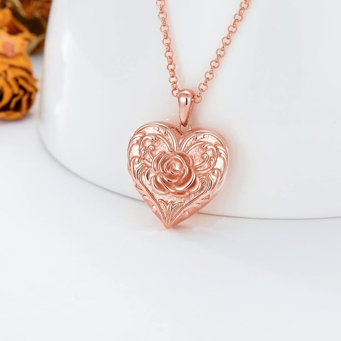 SOULMEET Personalized Silver Locket Necklace That Holds Pictures Photo Keep Someone Near to You, Memorial Custom Lockets Necklaces Letters Engraving for His Her