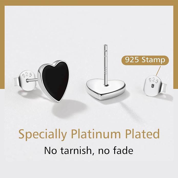 FindChic Hypoallergenic Sterling Silver Small Bar/Heart/Dot/Triangle/Butterfly/Lightning Studs Earrings Minimalist Geometric Jewelry Valentine Gifts for Women Men Girls, with Gift Box