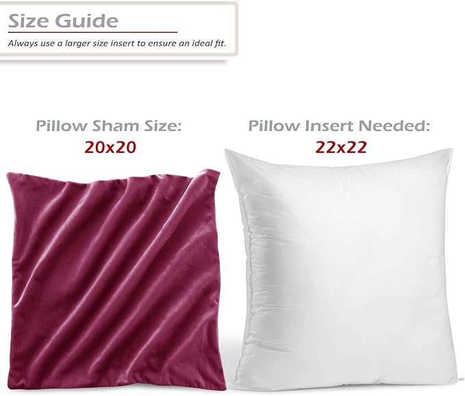 Nestl Throw Pillow Covers, Cozy Velvet Decorative Magenta Pillow Covers 20 x 20 Inches, Soft Solid Couch Pillow Covers for Sofa, Bed and Car, Set of 2
