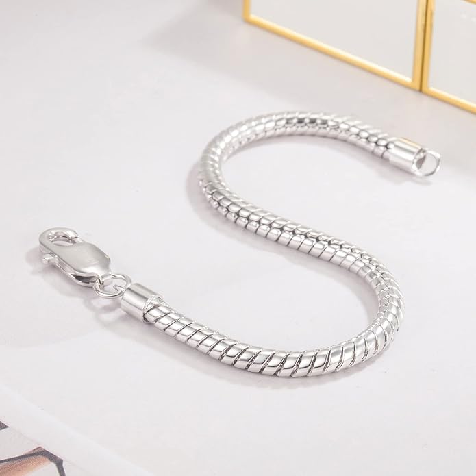 Dankadi Italy Smooth 3MM 4MM Round Snake Chain Bracelet Solid 925 Sterling Silver Men Women 6.3" 6.7" 7" 7.5" 8" 8.5" 9" 9.5" Bangle Charm Jewelry Gift