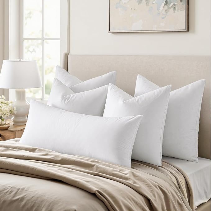 MIULEE 30x30 Euro Pillow Inserts, Set of 2 Feather Down Throw Pillows | Choppable and No Smell, Double-Layer Down-Proof Cotton Cover, Decorative Pillows for Couch Sofa and Bed