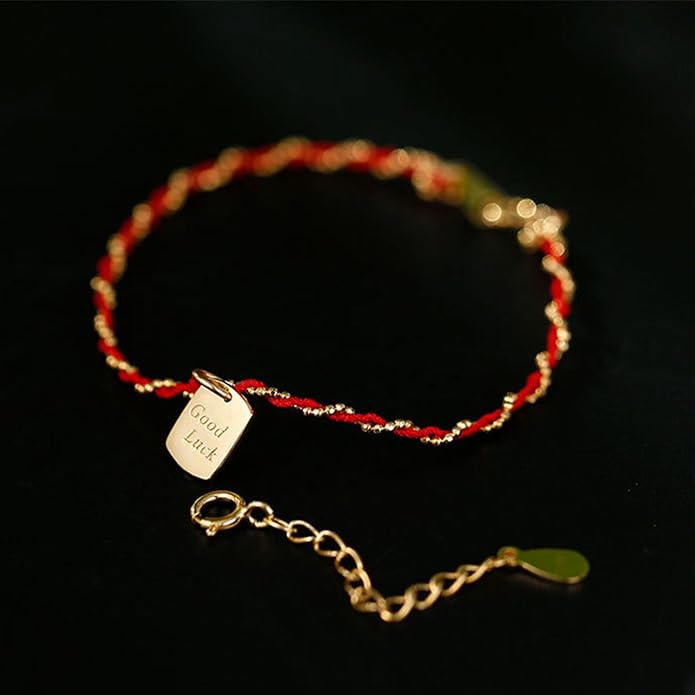 Lucky Red String Protection Bracelets for Women Men 925 Sterling Silver 14K Gold Plated Adjustable Gold Chain Red String Bracelet Red Braided Initial Strand Bracelet Handmade Jewelry for Couple Daughter Birthday Jewelry Gifts