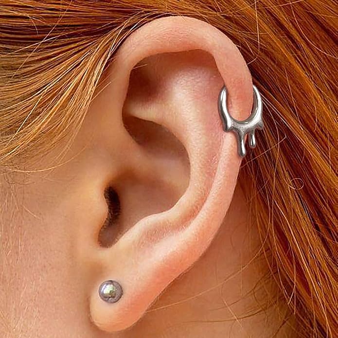 MOQIKAKA16G 8mm Septum Rings - Stainless Steel Segment Nose Rings for Women Men - Hinged Segment Nose Helix Cartilage Clicker Hoop Earrings for Daith Rook Tragus Piercing