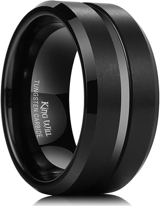 King Will Tungsten Carbide Wedding Band for Men Women-6/8/10mm Width Multicolor Available with Grooved Center Wedding Ring Suitable for Work, Gym Comfort Fit Size 4-16