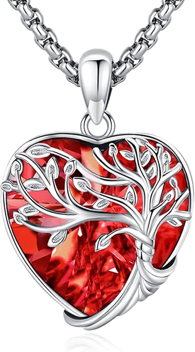 Jewelry Gifts - Tree of Life Necklace Sterling Silver Abalone Shell/Opal/Moonstone/Black Onyx/Turquoise/Malachite/Crystal Family Tree of Life Jewelry for Women Men