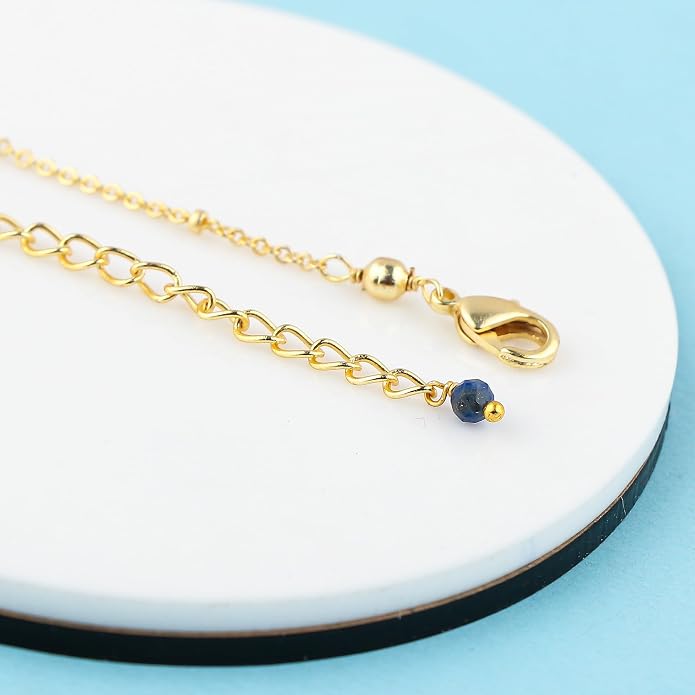 Satellite Chain Necklace 16+2 Inch Gold Plated – Dainty Layering Jewelry with Gemstone Beads – Minimalist Choker Necklace for Women – Delicate Gift for Her