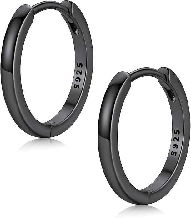 FaithHeart 925 Sterling Silver Huggie Hoop Earrings, Silver Small Hoop Earring for Women, 14K Gold/Black/Rose Gold Hypoallergenic Cartilage Earrings for Women 6/8/10/12/14/16/18/20mm