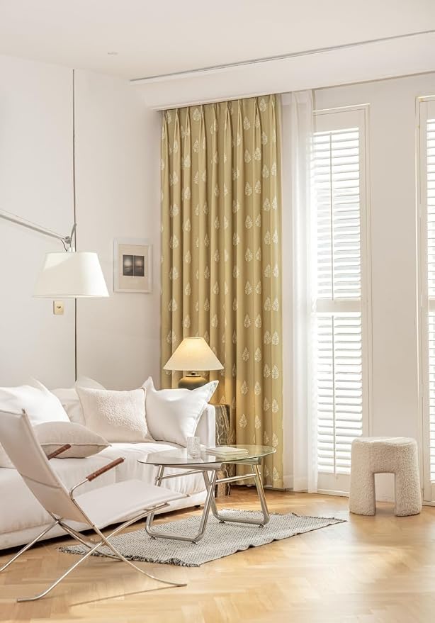 DrapePalette - Linen Blend Pinch Pleated Curtains 84 Inches Long for Living Room, Bedroom, Dining Room, Light Filtering Curtains 2 Panels Set, Modern Floral Printed Design, Brown Rose, 30" W x 84" L