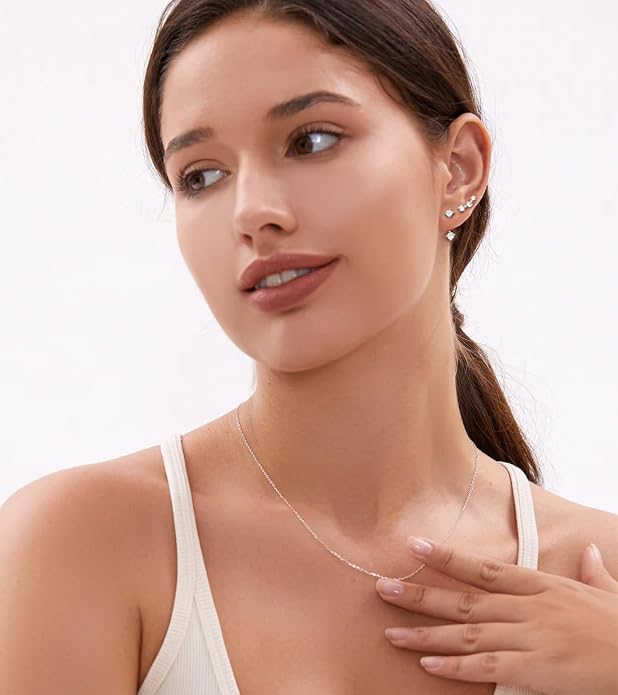 6 Pairs 14K Gold Plated Stud Earrings for Women, Hypoallergenic Cartilage Earrings for Multiple Piercing, Dainty Small Stackable Earrings Set for Jewelry Gift