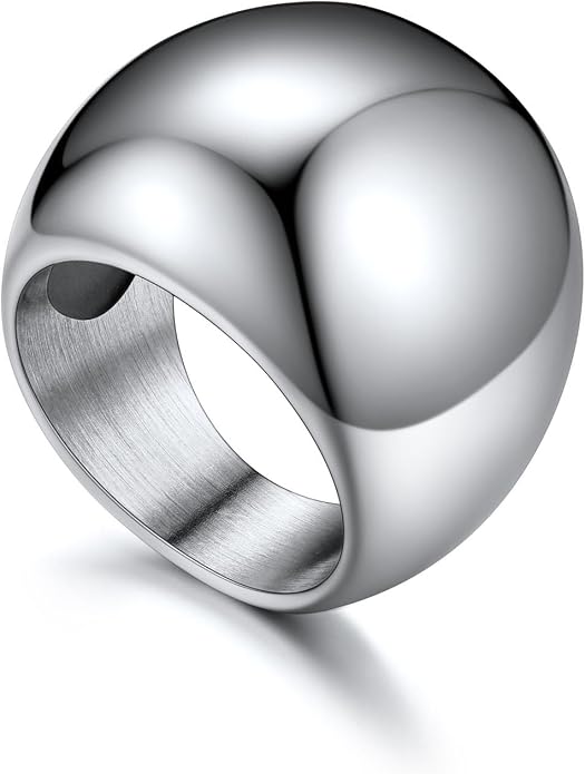 U7 Chunky Gold Dome Rings for Women, Stainless Steel/18KGold Plated/Black Statement Ring Non Tarnish Women Rings, Size 7-12