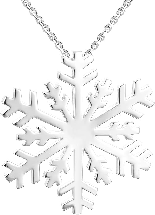 JO WISDOM 925 Sterling Silver White/Blue CZ Winter Frozen Large Snowflake Necklace Pendant