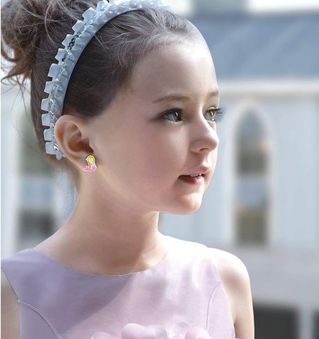 33 Pairs Stainless Steel Cartoon Earrings for Girls - Hypoallergenic Colorful Stud Earing Set, Mix & Match Cute Earring for Teens, Kids, Doll Dressup Accessories