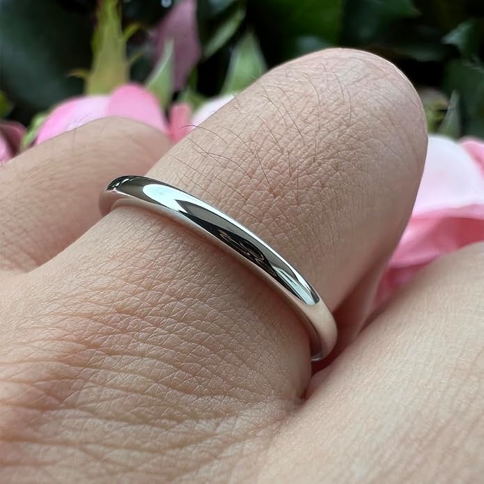 TUTISS 2mm 3mm 4mm 5mm 6mm 7mm 8mm 10mm White Tungsten Rings for Men Women Engagement Wedding Bands Domed Polished Shiny Comfort Fit