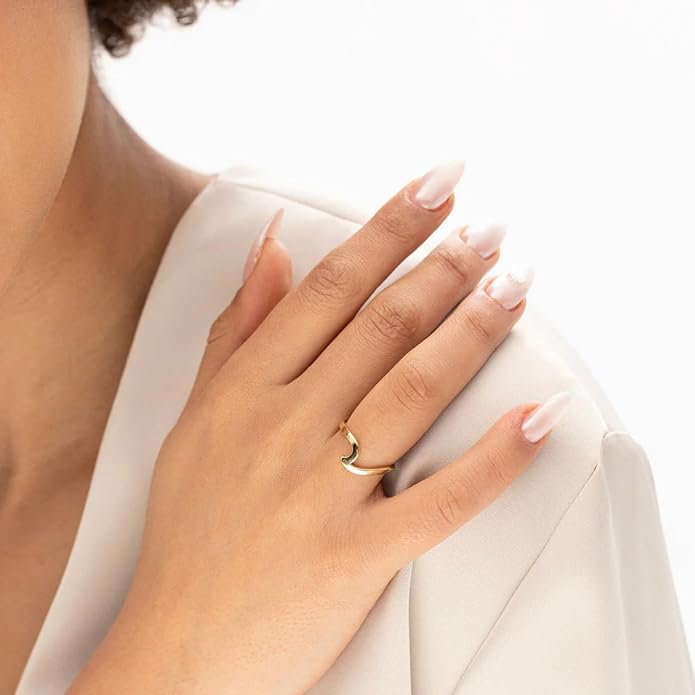 14K Gold Vermeil Ring for Women, Minimalist Stackable Band, 925 Sterling Silver Statement & Everyday Jewelry, Gifts for Women