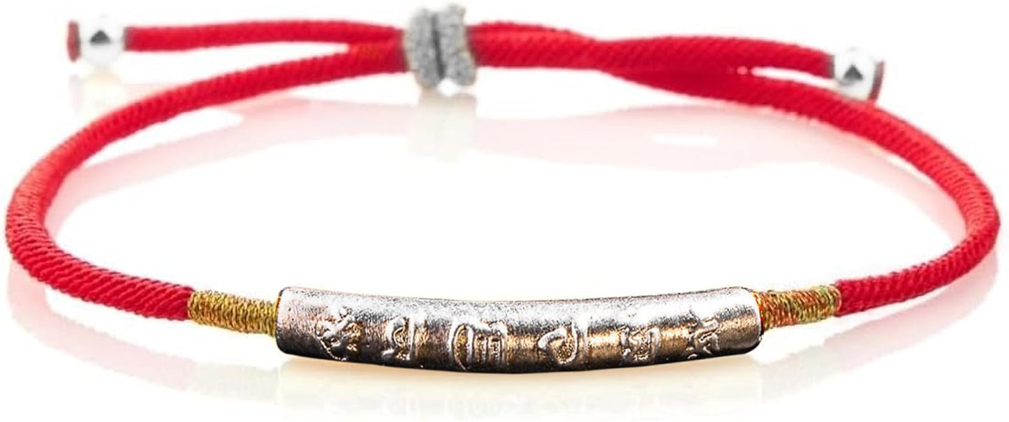 Buddha & Karma Tibetan Red String Bracelet - Handmade Buddhist Lucky Charm for Protection, Good Fortune & Positive Energy - Spiritual Bracelet for Men & Women - Adjustable Bracelets for Daily Wear