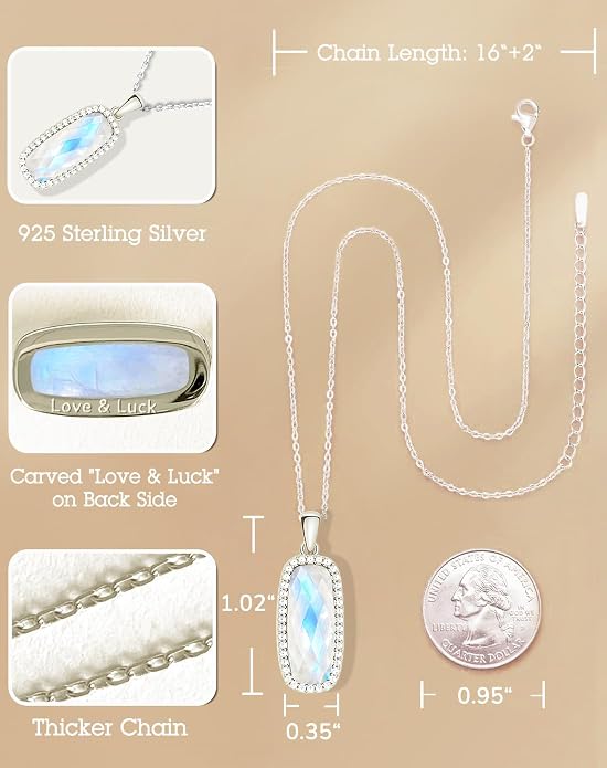 Natural Gemstone New Beginnings Birthday Graduation Gifts 925 Silver Jewelry Plated with 18K Gold Protection Necklace for Women