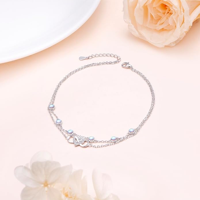 S925 Sterling Silver Ankle Bracelets Butterfly/Evil Eye/Anchor/infinity/Beach Anklet for Women Opal Moonstone Foot Chain Beach Jewelry