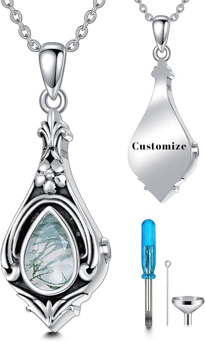 Seiyang Urn Necklace for Ashes 925 Sterling Silver with Birthstone Cremation Jewelry Keepsake Ashes Pendant Necklace Memorial Jewelry for Women Loved One