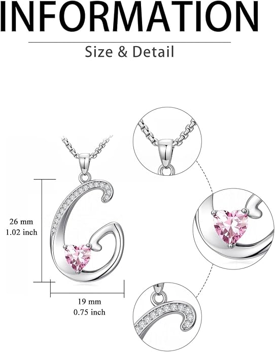 Birthday Gifts for Women Alphabet A to Z Initial Birthstone Pendant Necklaces for Women - 18k White Gold Plated Personalized Name Jewelry Anniversary Graduation Gifts for Wife Her Daughter Girlfriend(with Gift Box)