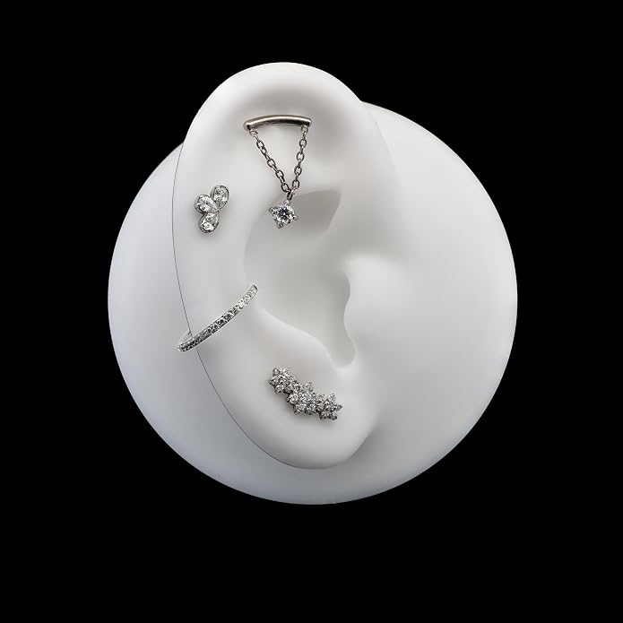 Limerencia 2Pcs 18g Titanium Internally Threaded Tragus Piercing Jewelry Nose Studs Flat Back Earrings Labret, Lip, Helix, Cartilage, Conch, Medusa Piercing for Women Men Sensitive Ears