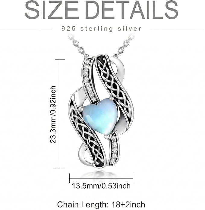 PELOVNY Celtic Knot Necklaces for Women 925 Sterling Silver Gemstone/Birthstone Teardrop Infinity Necklace Irish Celtic Pendant Jewelry Gifts for Mom Daughter Wife