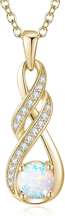 Birthstone Necklaces for Women 925 Sterling Silver Infinity Pendant Created Gemstone Jewelry for Her, 16"+2"