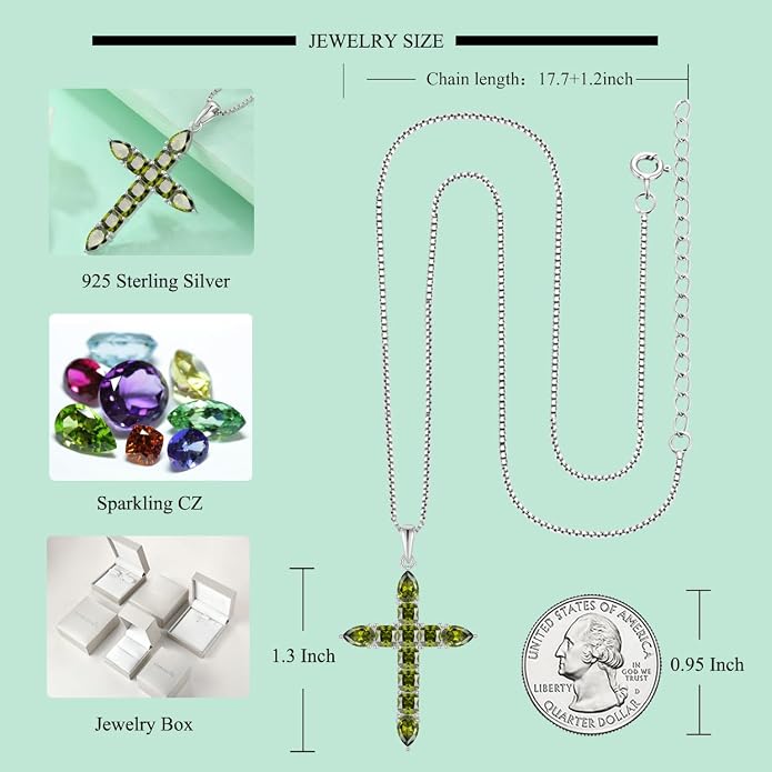 STARCHENIE 925 Sterling Silver Cross Necklace for Women Birthstone Jewelry | 925 Sterling Silver Crucifix Pendant, Birthstone Jewelry, Christian Religious Gift for Her