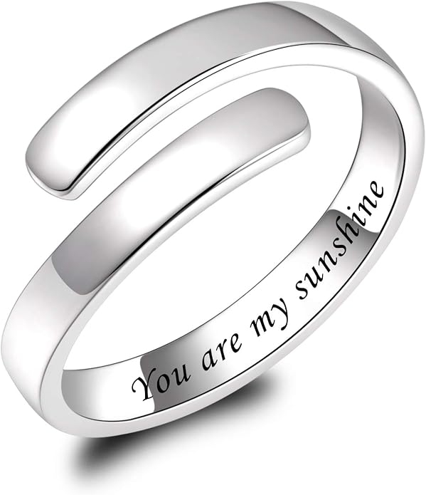 BEILIN 925 Sterling Silver Inspirational Jewelry Rings Adjustable Ring Personality Encouragement Gift for Teens Women
