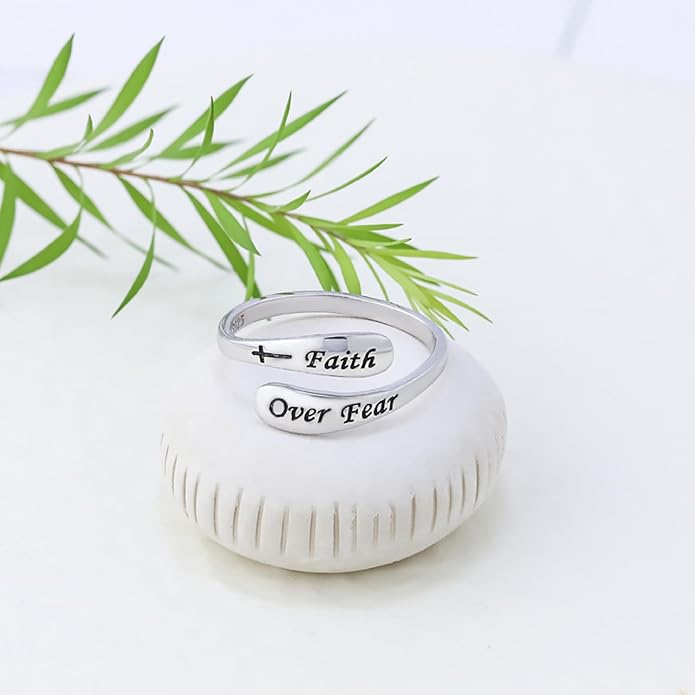 925 Sterling Silver Inspirational Adjustable Rings - Personality Encouragement Jewelry Gift For Women