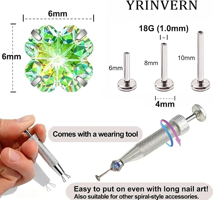 Flat Back Titanium Stud Earrings, Hypoallergenic G23 Titanium Cubic Zirconia Piercing, Versatile Eyebrow Lip Labret Cartilage Helix Sleeper 18G Jewelry for Women Men