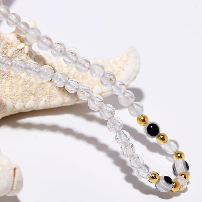 Evil Eye Ankle Bracelets for Women Beads Anklets Beach Accessiory Gemstone Healing Crystal Adjustable