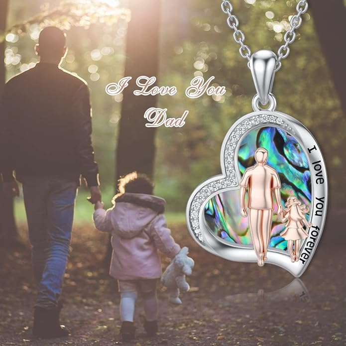 PROESS S925 Sterling Silver Daughter Heart Pendant Necklace from Dad Mom I Love You Forever Jewelry