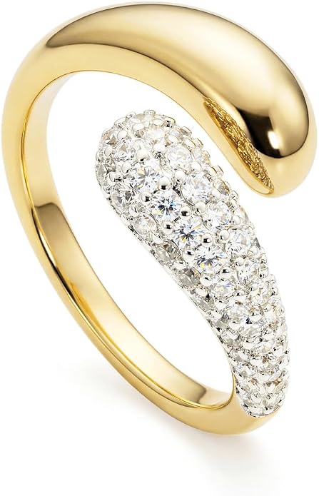 FRUMOS Non Tarnish Gold Wedding Band Rings For Women,14k Gold Stacking Rings,Open Statement Band Rings,Valentines Mother Christmas,size 6-9