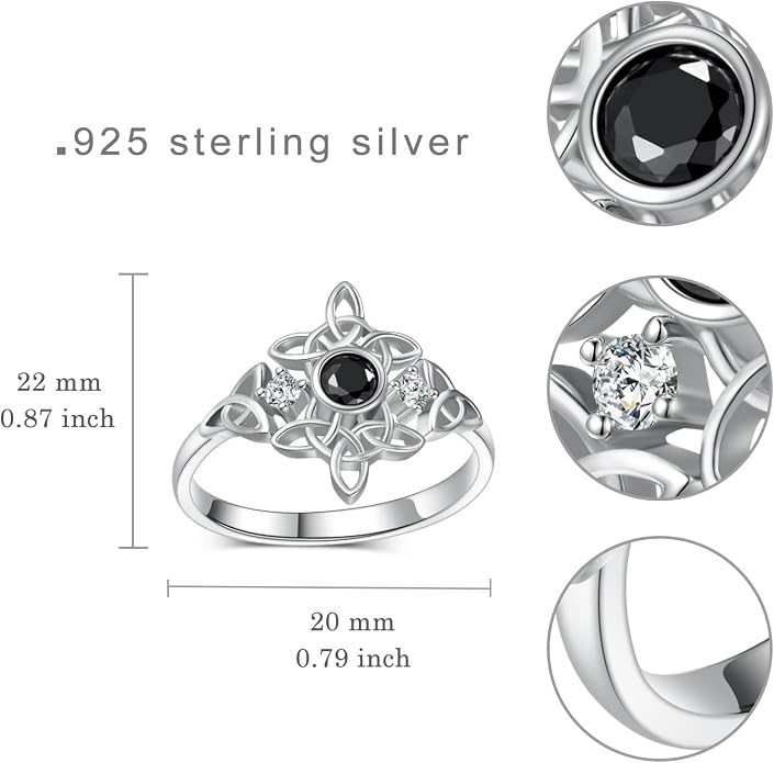 Witches Knot Ring for Women 925 Sterling Silver Celtic Knot Witches Knot Ring Irish Pagan Wiccan Jewelry for Women Mom