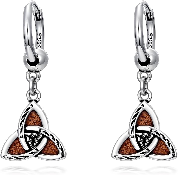 Celtic Knot Earrings 925 Sterling Silver Abalone Drop Dangle Celtic Earrings Gifts for Women