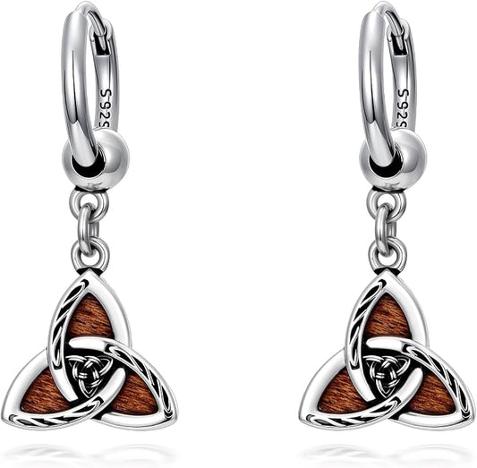 Celtic Knot Earrings 925 Sterling Silver Abalone Drop Dangle Celtic Earrings Gifts for Women